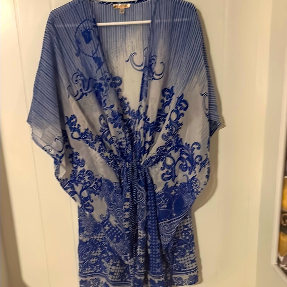Blue and White Swim Coverup